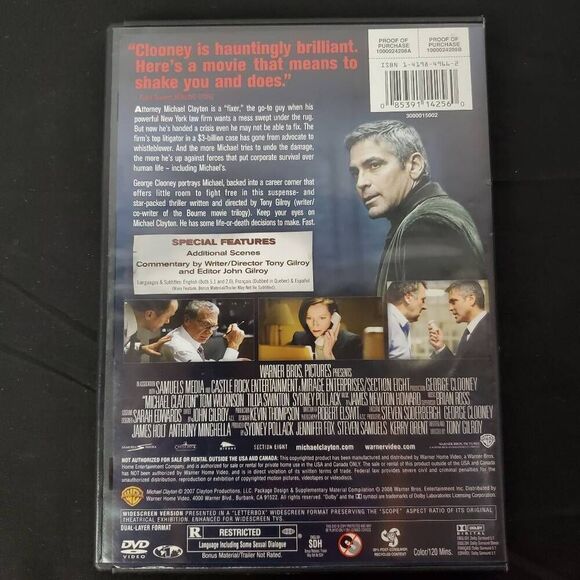 Michael Clayton (2007 Film) Drama/Thriller Movie [DVD] - Picture 3 of 3
